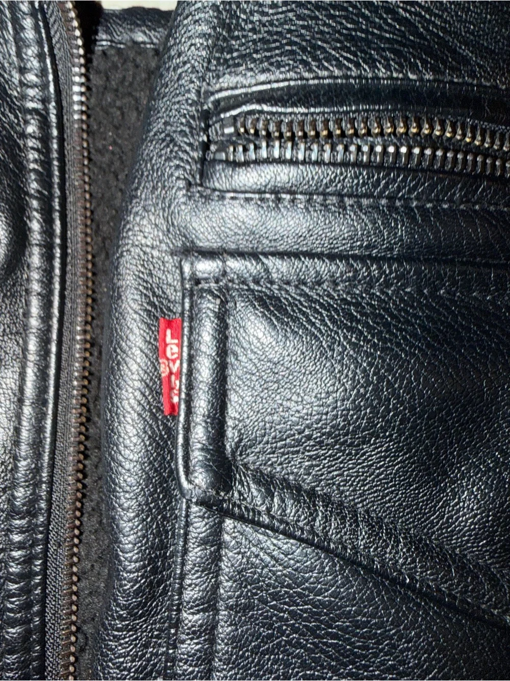 Levi's Black Faux Leather Bomber Jacket